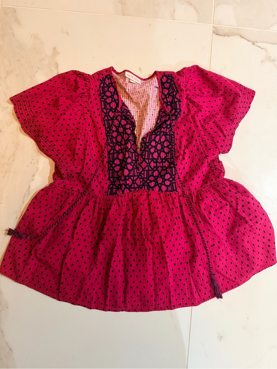 Knox Rose Tops - Knox Rose Fuchsia Dress with Navy Embroidered Yoke